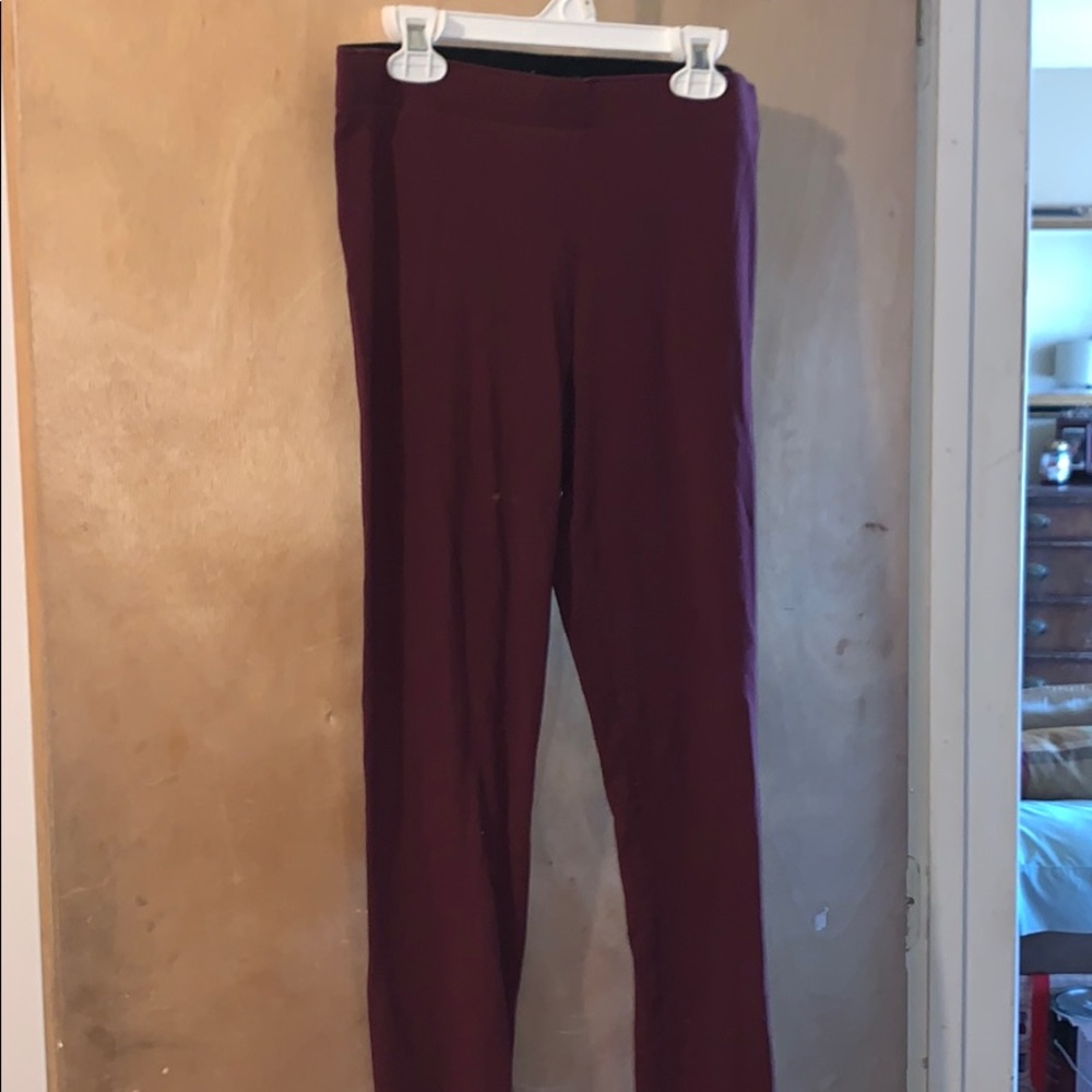 burgundy high waisted leggings
